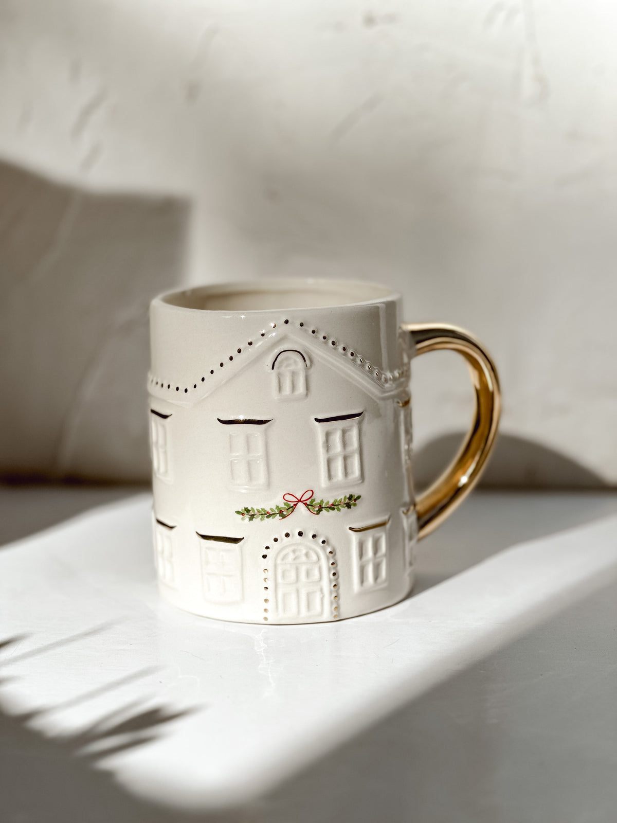 Cottage Mug with Hand-Painted Details-Crazed