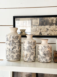 Antiqued Floral Ceramic Vase