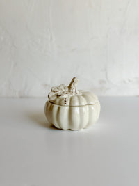 4.75'' Cream Lidded Pumpkin Container