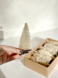 Sisal Cream Bottle Brush Tree Clip-on Ornaments: Boxed Set of 6