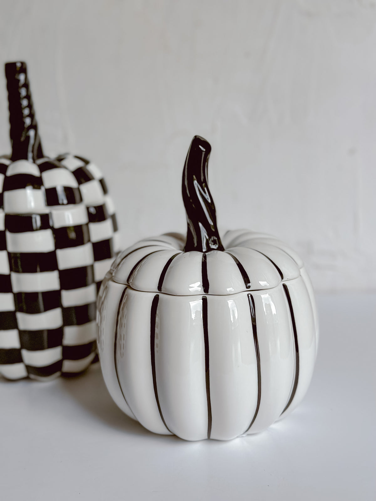 Handcrafted Lidded Ceramic Pumpkin Containers Set