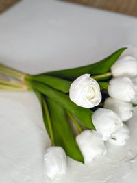 13'' White Real Touch Cottage Tulips Bundle (6 stems)