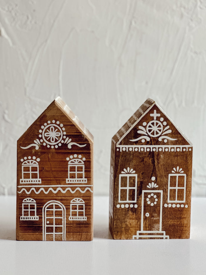 Hand-Painted Mango Wood Gingerbread House