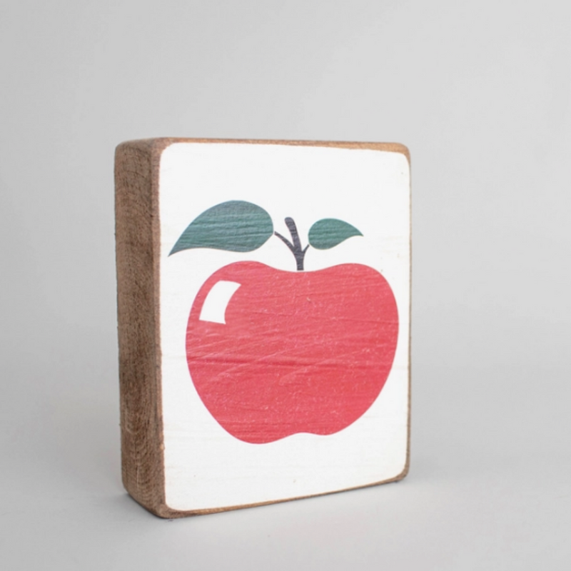 Apple Decorative Wooden Block