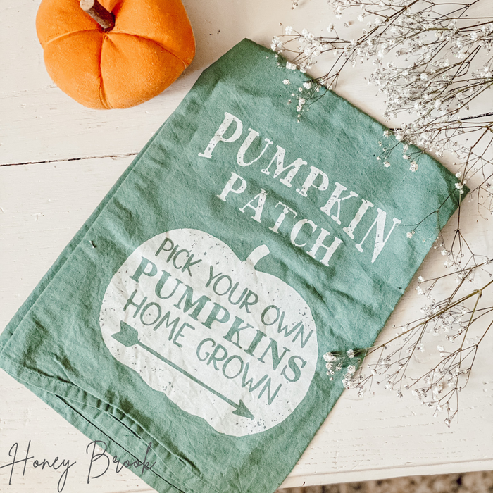 Green Pumpkin Patch Tea Towel