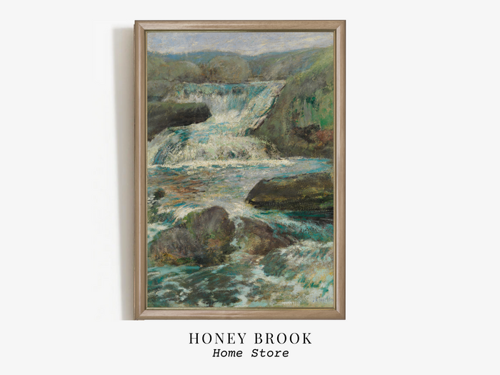 Vintage Waterfall Landscape Wall Art | Digital Download