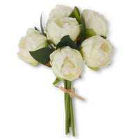BEST SELLER: 12 Inch White Real Touch Peony Bundle (6 Stems)