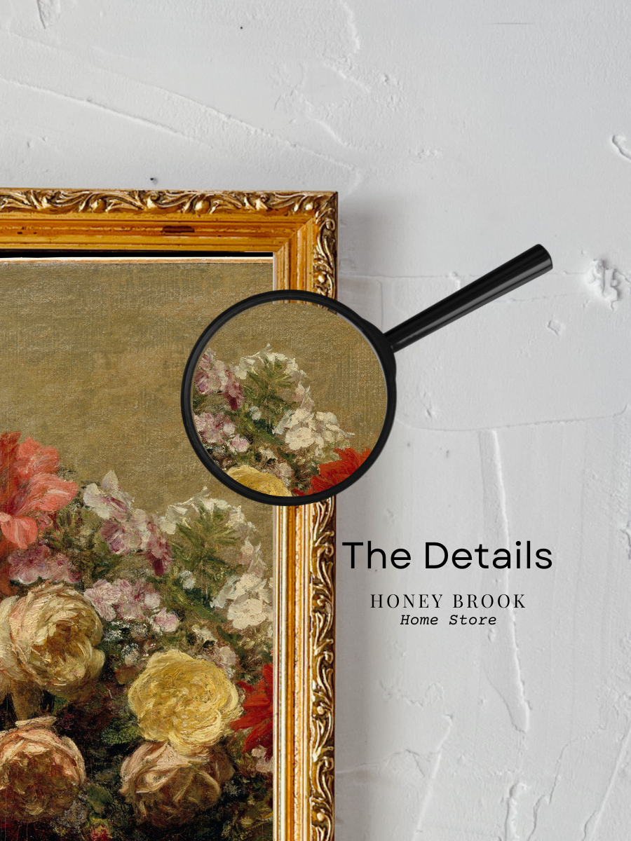 Antique Still Life Neutral Wall Art with Florals & Fruit | Digital Download