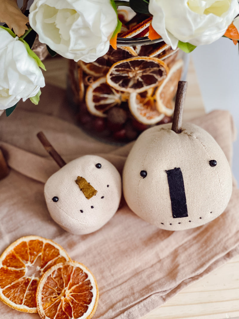 Primitive Pumpkin Head Set of 2 White