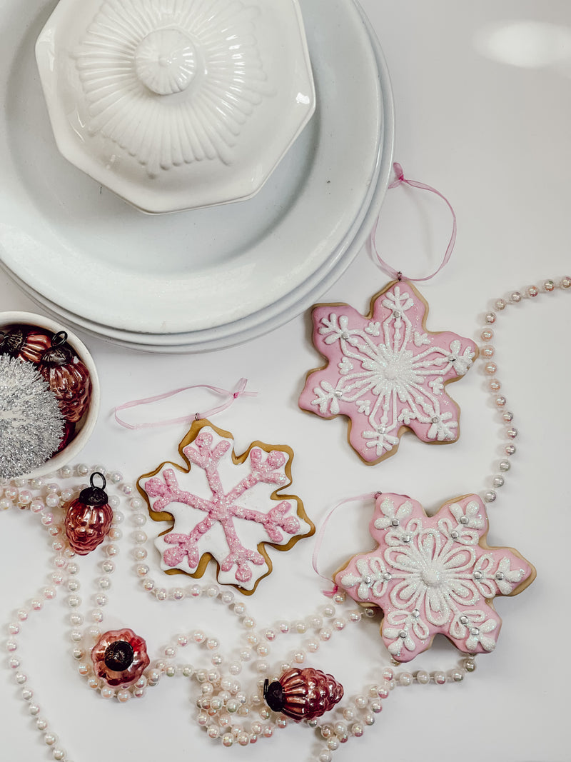 Pink Gingerbread Snowflake Ornament