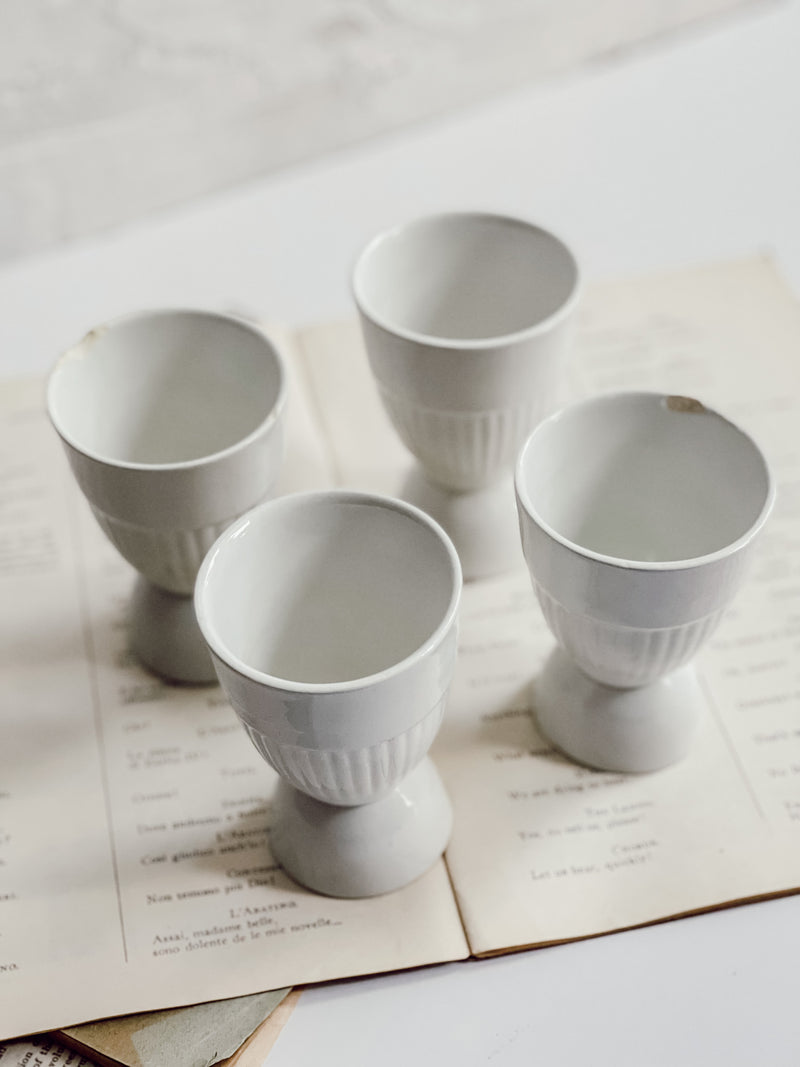 White Ironstone Egg Cups