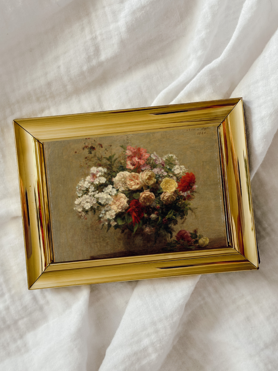 Antique Floral Still Life Neutral Wall Art | Digital Download